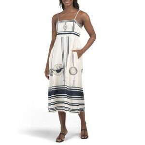 Dalia Macphee Time Printed Striped Midi Dress